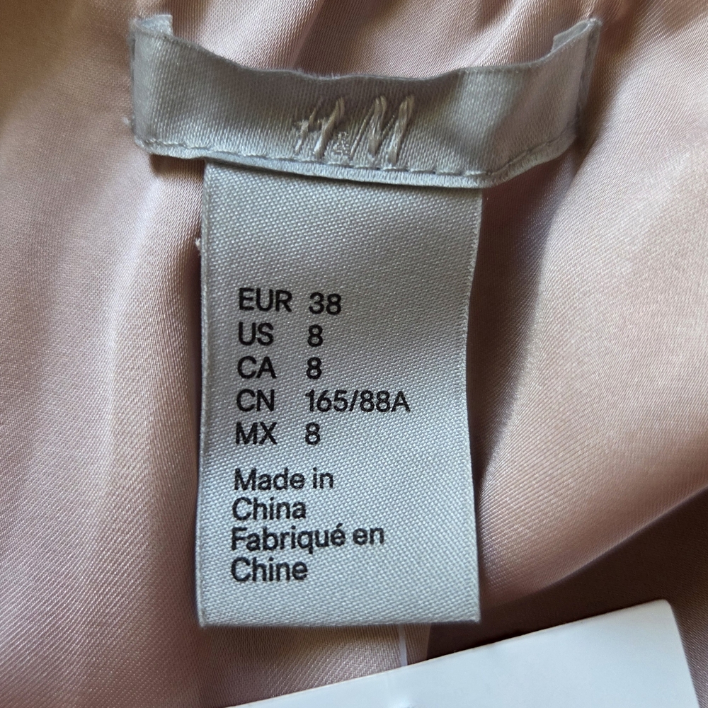 H&M Sleeveless Midi Dress With Ties And Shoulder Detail  In Light Pink Size 8 - Picture 5 of 8